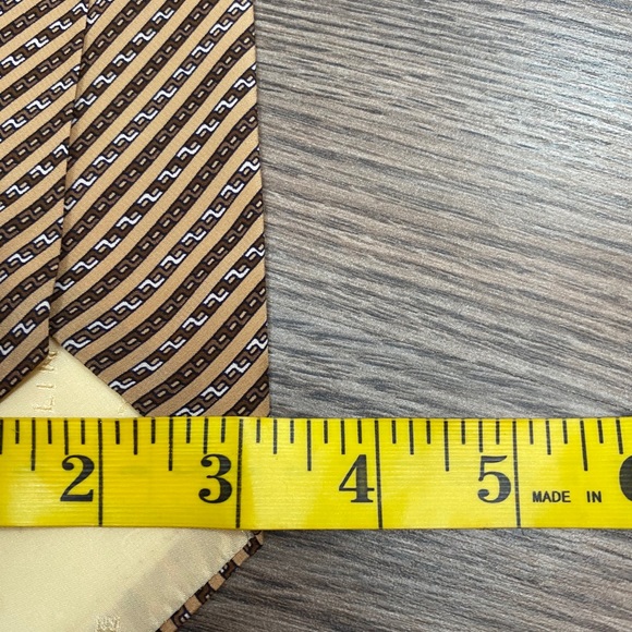 Celine Tan, Brown & White Check Stripe Tie - Picture 4 of 6